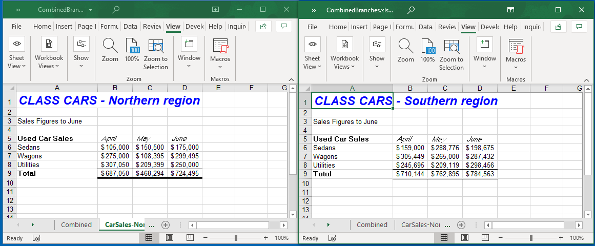 compare Sheets Vertical Side By Side