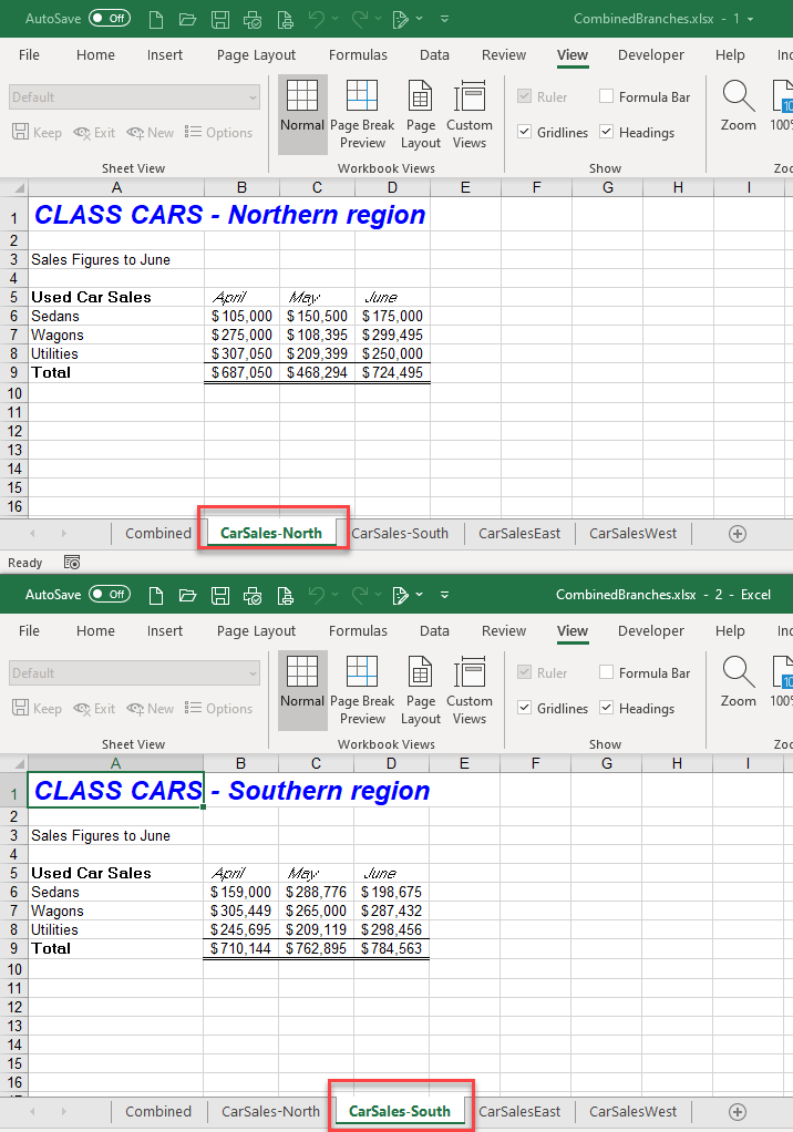 compare Sheets Vertical Windows