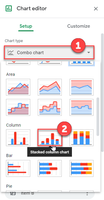 Create Stacked Column Graph in Google Sheets
