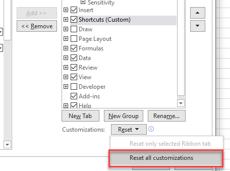 CustomRibbon ResetRibbon