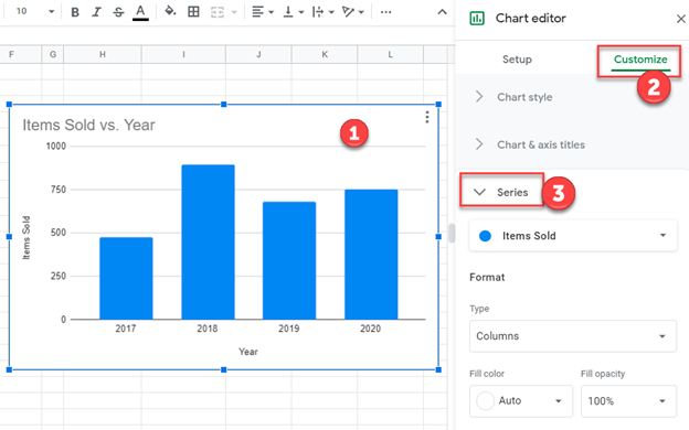 Customize Graph to Add Data Labels to Google Sheets