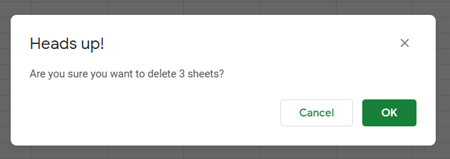delete sheets gs warning