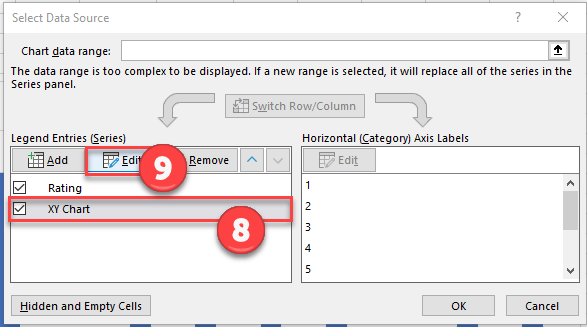 Edit XY Chart Series in Graph Chart in Excel