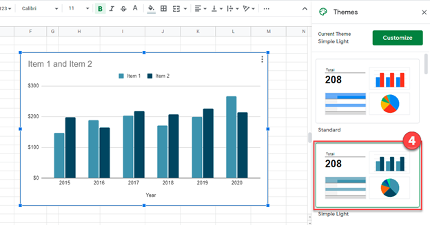 Final Theme Change Color of Graph or Chart in Google Sheets
