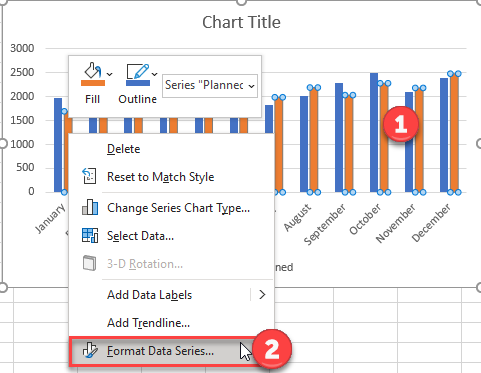 Format Data Series to Overlay Bar Chart in Excel