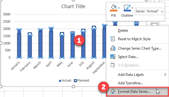Format Data Series for Overlay of Bar Chart Excel