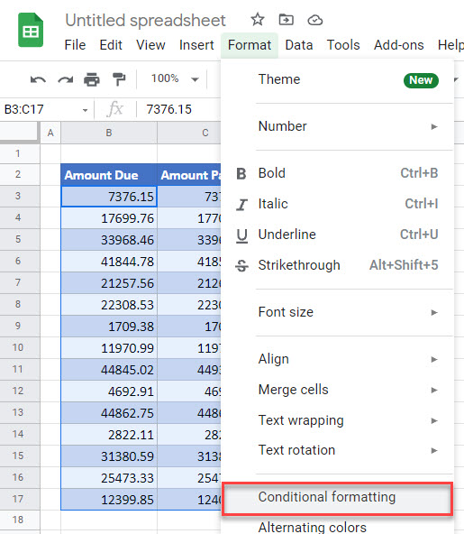 Match_GoogleSheets ConditionalFormatting