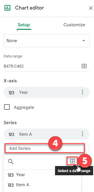 Select Data Range to Add Additional Series in Google Sheets