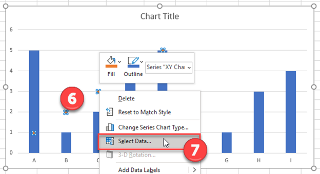 Select New Data to Replace Numbers with Text on Y Axis Excel