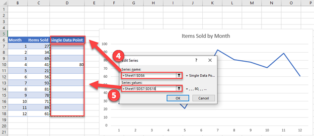 Select Single Data Point Series in Excel
