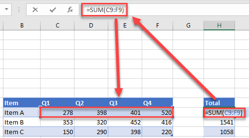 Sum the X Value Totals in Excel