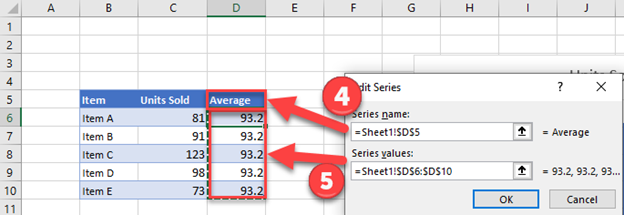 Update Series to Add Average Graph in Excel 