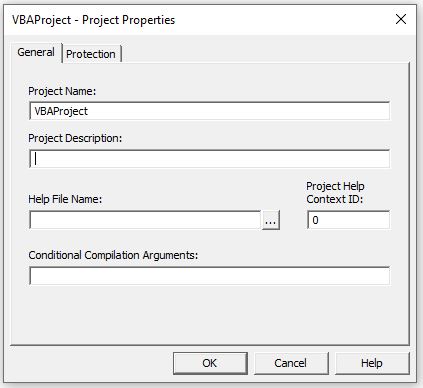 VBAProject ProjectProperties