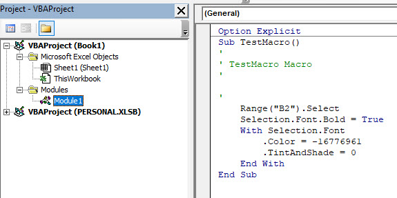 VBAProject ProjectView