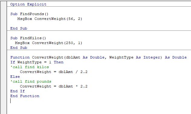 VBASubProcedure Function