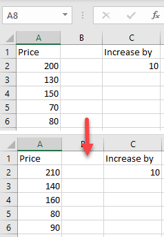 add multiple cells with paste special 4