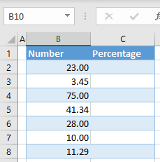 add percentage style to numbers initial data