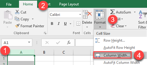 change cell size pixels inches 38