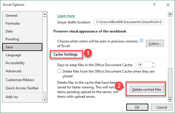 clearcache cache settings