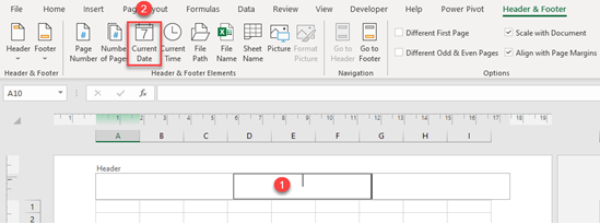 display current date in header 2