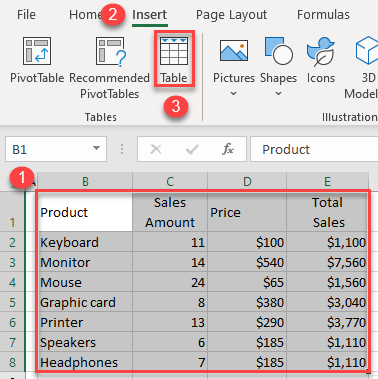 display data with banded rows table