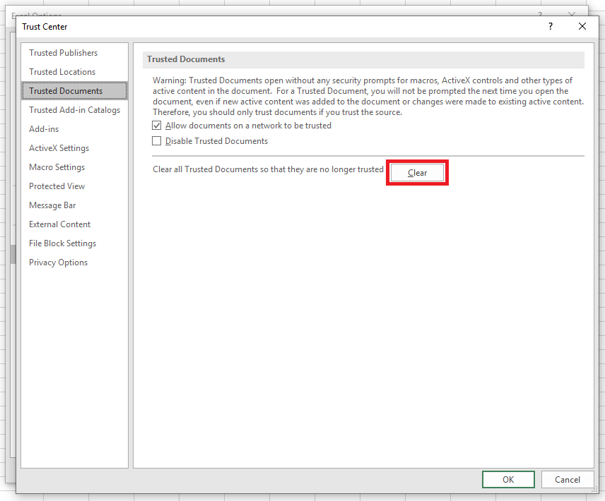 excel vertraunenswuerdige dokumente entfernen