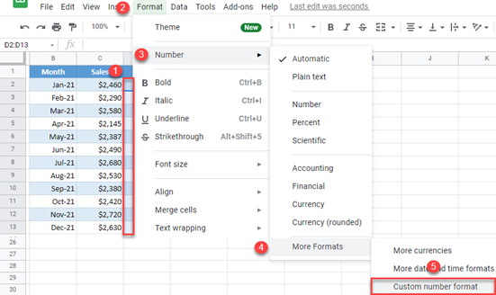 google sheets add a plus sign 1