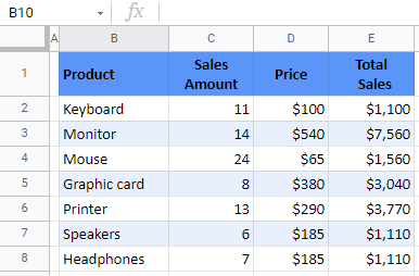 google sheets alterrnating colors 3