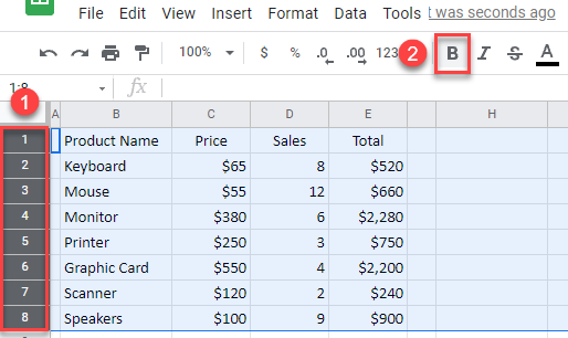 google sheets bold lines