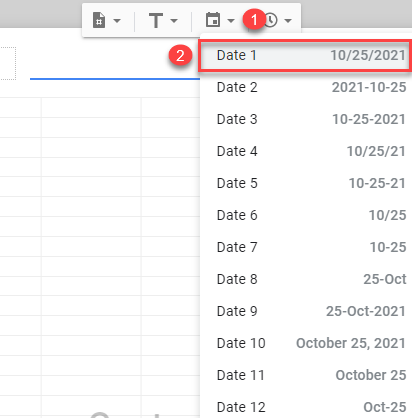 google sheets display current date in header 6