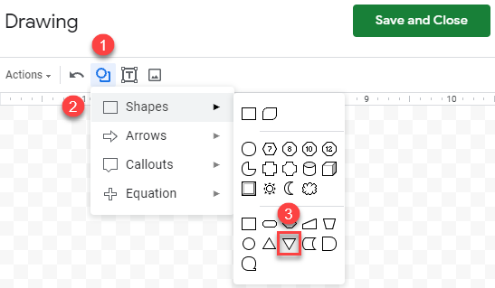 google sheets insert a shape 1