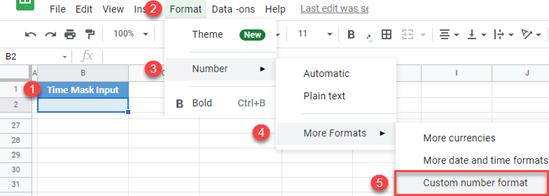 google sheets mask data input