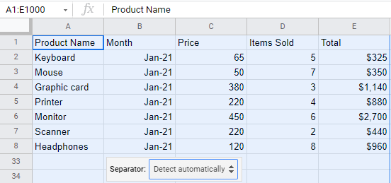 google-sheets paste csv data into columns 2