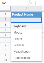 google sheets update drop down 1