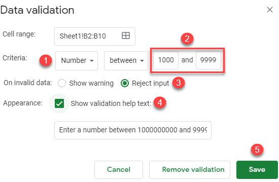 google sheets validate phone numbers 1