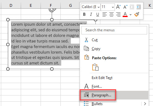 linespacing quick menu