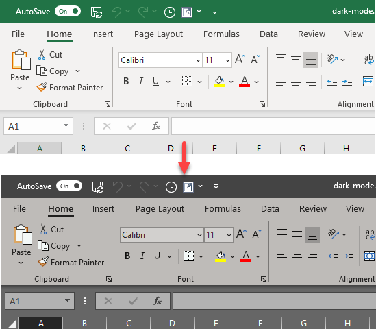 make excel dark mode initial data