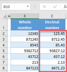 move decimal places final data