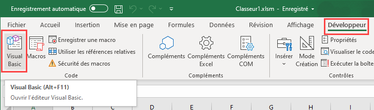 comment ouvrir editeur vba excel