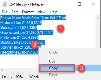 paste csv data into columns 2