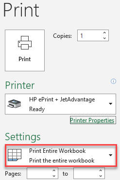 how to print sheets on one page in excel
