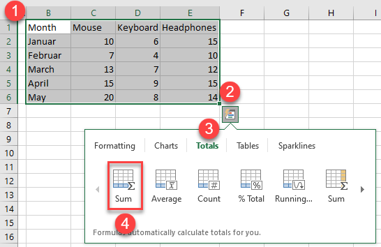 quick analysis tool 12