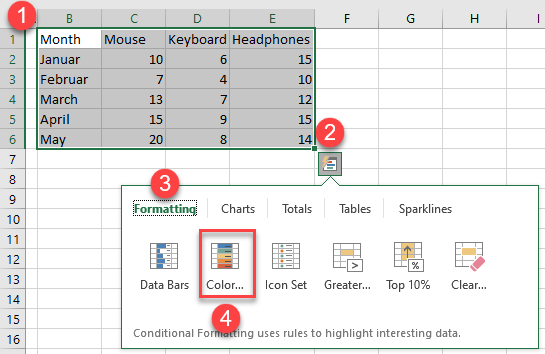 quick analysis tool 13