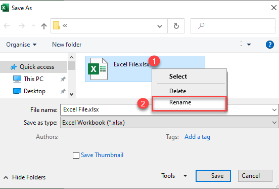 rename a file in excel 3