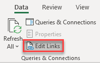 ribbon edit links
