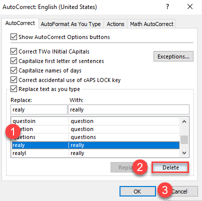 turn on change autocorrect 6