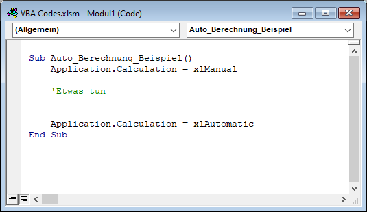 vba automatische berechnungen ausschalten