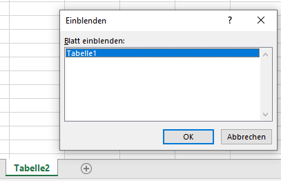 vba blatt einblenden