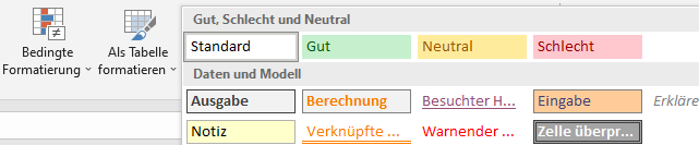 vba excel formatvorlagen