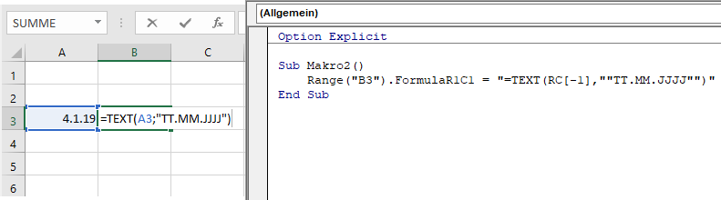 vba formel in anfuehrungszeichen